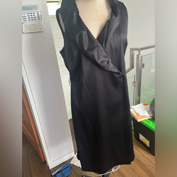 black satin little black dress size 14 - Picture 1 of 4